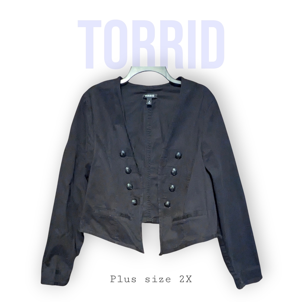 Torrid Black Cropped Military Blazer - Plus Size 2X